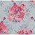 Tricoline Floral Amor Perfeito (Cinza com Rosa), 100% Algodão, Unid. 50cm x 1,50mt - Imagem 1