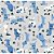Tricoline Estampado Doguinhos - Cor-01 (Cinza com Azul), 100% Algodão, Unid. 50cm x 1,50mt - Imagem 1