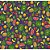 Tricoline Estampado Salada de Frutas - Cor-04 (Marinho), 100% Algodão, Unid. 50cm x 1,50mt - Imagem 1