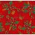 Tricoline Natal Floral com Bolas (Vermelho), 100% Algodão, Unid. 50cm x 1,50mt - Imagem 1