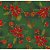 Tricoline Natal Floral com Bolas (Verde), 100% Algodão, Unid. 50cm x 1,50mt - Imagem 1