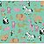 Tricoline Estampado Bichos - Cor-02 (Tiffany), 100% Algodão, Unid. 50cm x 1,50mt - Imagem 1