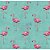 Tricoline Estampado Flamingo - Cor-02 (Tiffany), 100% Algodão, Unid. 50cm x 1,50mt - Imagem 1