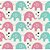 Tricoline Estampado  Elefante Maya - Cor-05 (Tiffany com Pink), 100% Algodão, Unid. 50cm x 1,50mt - Imagem 1