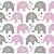 Tricoline Estampado  Elefante Maya - Cor-03 (Rosa com Cinza), 100% Algodão, Unid. 50cm x 1,50mt - Imagem 1