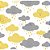 Tricoline Estampado Nuvem Cloud - Cor-06 (Amarelo com Cinza), 100% Algodão, Unid. 50cm x 1,50mt - Imagem 1