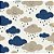 Tricoline Estampado Nuvem Cloud - Cor-04 (Marinho), 100% Algodão, Unid. 50cm x 1,50mt - Imagem 1