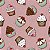 Tricoline Digital Cupcake Fundo Rosa, 100%Algod 50cm x 1,50m - Imagem 1