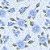 Tricoline Arabescos e Rosas Azul, 100% Algodão, 50cm x 1,50m - Imagem 1