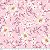 Tricoline Floral Fundo Rosa, 100%Algodão, 50cm x 1,50m - Imagem 1