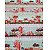 Tricoline Digital Barrado Vermelha Flores e Xíc 50cm x 1,50m - Imagem 1