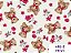 Tricoline Ursinhos com Flores Rosa, 100% Algod 50cm x 1,50mt - Imagem 1