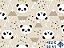 Tricoline Panda Ibi Fundo Bege, 100% Algodão 50cm x 1,50mt - Imagem 1