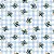 Tricoline Digital Floral no Xadrez Azul 100%Alg 50cm x 1,50m - Imagem 1