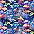 Tecido Tricoline Digital Fundo do Mar Peixes, 50cm x 1,50mt - Imagem 1