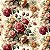 Tricoline Digital Rosas Fundo Bege, 100% Alg. 50cm x 1,50mt - Imagem 1