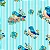 Tricoline Digital Blue Birds Pássaro Listrado, 50cm x 1,50mt - Imagem 1