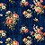 Tricoline Rosas com Textura Fundo Azul 100%Alg 50cm x 1,50mt - Imagem 1