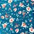 Tecido Tricoline Floral com Ramos Azul, 50cm x 1,50mt - Imagem 1
