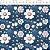 Tricoline Flor Amandita Azul, 100% Algodão, 50cm x 1,50mt - Imagem 1
