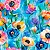 Tricoline Digital PP Jardim Azul 100% Algodão, 50cm x 1,50mt - Imagem 1