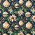 Tricoline Digital Natal Bolas e Flores Branco, 50cm x 1,50mt - Imagem 1