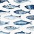 Tricoline Digital Sardinhas Azuis 100%Algoidão 50cm x 1,50mt - Imagem 1