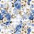 Tricoline Dig. Bloomy Floral Médio F. Xadrez, 50cm x 1,50mt - Imagem 1