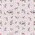 Tricoline Mini Floral Pássaros Rosa, 100% Algodão, Unid. 50cm x 1,50mt - Imagem 1
