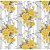 Tecido Tricoline Flora (Cinza/Amarelo), 100% Algodão, Unid. 50cm x 1,50mt - Imagem 1