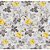 Tecido Tricoline Floral Dália (Cinza/Amarelo), 100% Algodão, Unid. 50cm x 1,50mt - Imagem 1