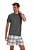 Pijama Masculino Adulto Manga Curta Cinza Xadrez  Cor Com Amor - Imagem 3
