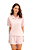 Pijama Feminino Manga Curta Americano com Shorts Listrado Rosa - Imagem 1