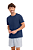 Pijama Masculino Adulto Manga Curta Marinho com Short Azul Claro Listrado - Imagem 1