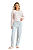 Pijama Feminino Manga Longa Blusa Rosa Calça Listra Azul Anna Kock Sleepwear - Imagem 1