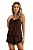Shortdoll Alça Marrom Detalhes Renda Viscolycra Anna Kock Sleepwear - Imagem 1
