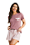 Pijama Feminino Manga Curta Roxo com Short Rosa Poás Viscolycra Anna Kock Sleepwear - Imagem 1