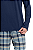 Pijama Masculino Adulto Manga Longa Azul Marinho Xadrez Flanela Algodão - Imagem 2