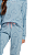 Pijama Menina Manga Longa Azul Corações Vazados - Imagem 3