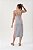 Vestido (camisola) Midi de Alça Mescla com Recorte Lateral Rosa e Off-white - Imagem 2