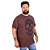 Camiseta Plus Size Estonada Caveira Life Fast Marrom. - Imagem 3
