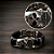 Pulseira Em Couro e Aço Inoxidável Caveira Harley Preta - Imagem 2