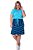 Vestido Evasê Azul Claro Com Listras Manga Curta Com Guipir Hadaza - 50824 - Imagem 1