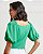 Blusa Verde Em Crepe Com Detalhe Franzido E Manga Bufante - 21225 - Imagem 2
