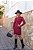 Vestido Vermelho Jacquard Losango Em Tricot Com Gola Alta - B22617 - Imagem 1