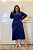 Vestido Midi Azul Com Drapeado Frontal E Manga Longa - 03902 - Imagem 1