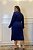 Vestido Midi Azul Com Drapeado Frontal E Manga Longa - 03902 - Imagem 2