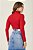Blusa Vermelha Em Malha Manga Longa Gola Alta Com Detalhe De Pregas - 104429 - Imagem 2