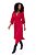 Vestido Midi Vermelho Transpassado Em Viscose Sarjada Manga 3/4 - 104539 - Imagem 3