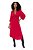 Vestido Midi Vermelho Transpassado Em Viscose Sarjada Manga 3/4 - 104539 - Imagem 1